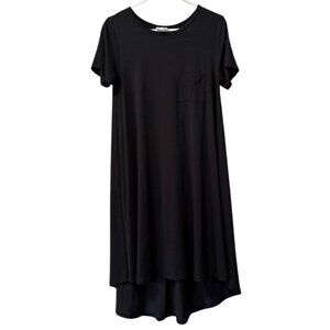 LuLaRoe Black Solid Hi-Lo T‎ Shirt Dress Size Small Polyester Beachy Flowing